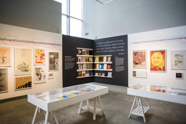 Installation view of AIGA annuals and posters "AIGA 100: A Century of Design" at Museum of Design Atlanta (MODA), on view August 17, 2014 to October 5, 2014.